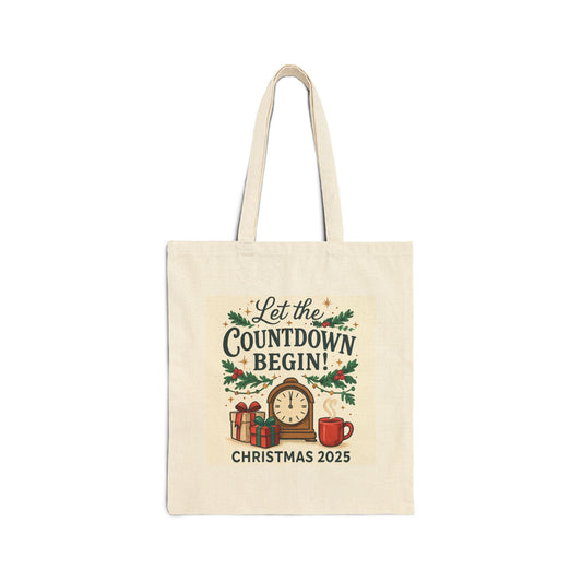 Christmas Countdown Tote Bag – "Let the Countdown Begin!" Canvas Holiday Shopper (Christmas 2025)