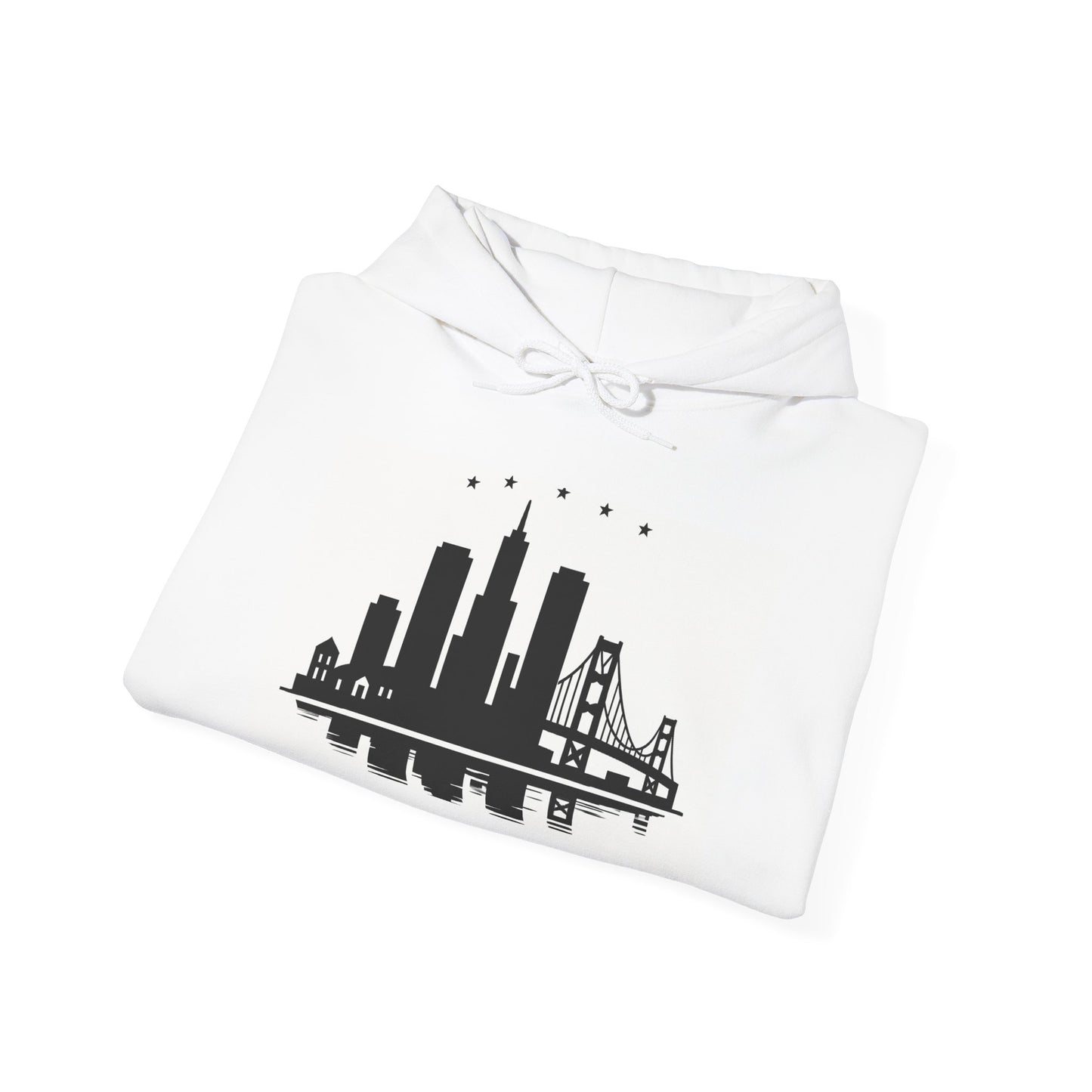 City Skyline Hoodie – Minimal Black San Francisco Skyline Design