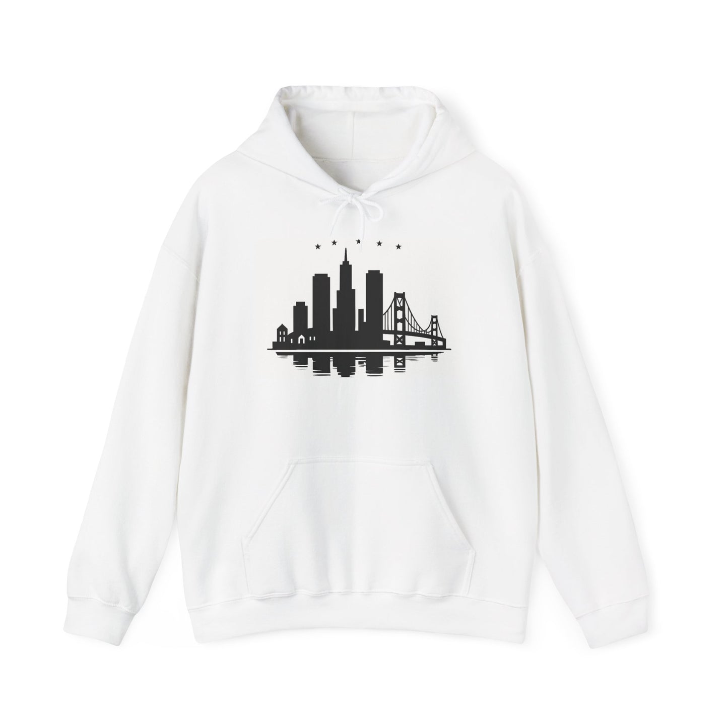 City Skyline Hoodie – Minimal Black San Francisco Skyline Design