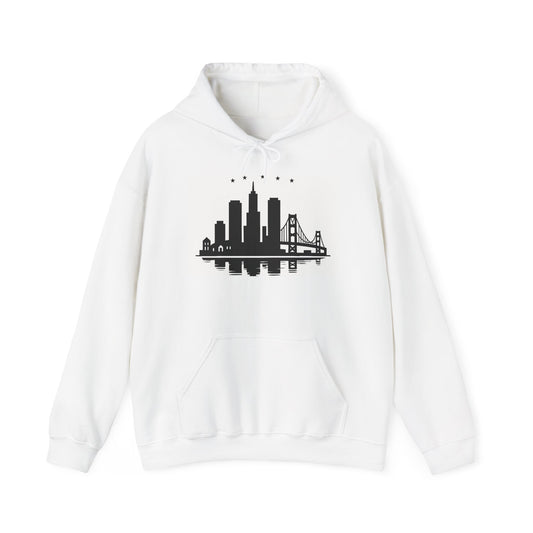 City Skyline Hoodie – Minimal Black San Francisco Skyline Design